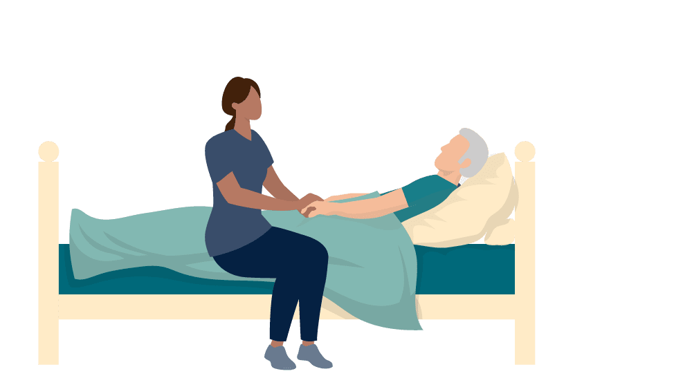 A professional caregiver providing compassionate hospice and palliative care at Griswold Home Care.